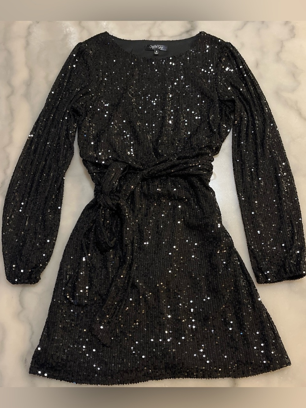 Crystal Sky Black Sequin Top